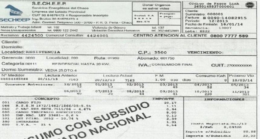 Secheep anunció un aumento de entre 24 y el 29% en el costo de la energía